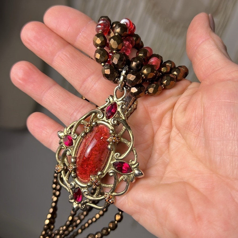 80's Vintage Jay Strongwater Multi Strand Crystal Necklace with Pendant - Picture 14 of 16